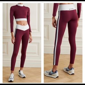 STAUD Burgundy and White Leggings